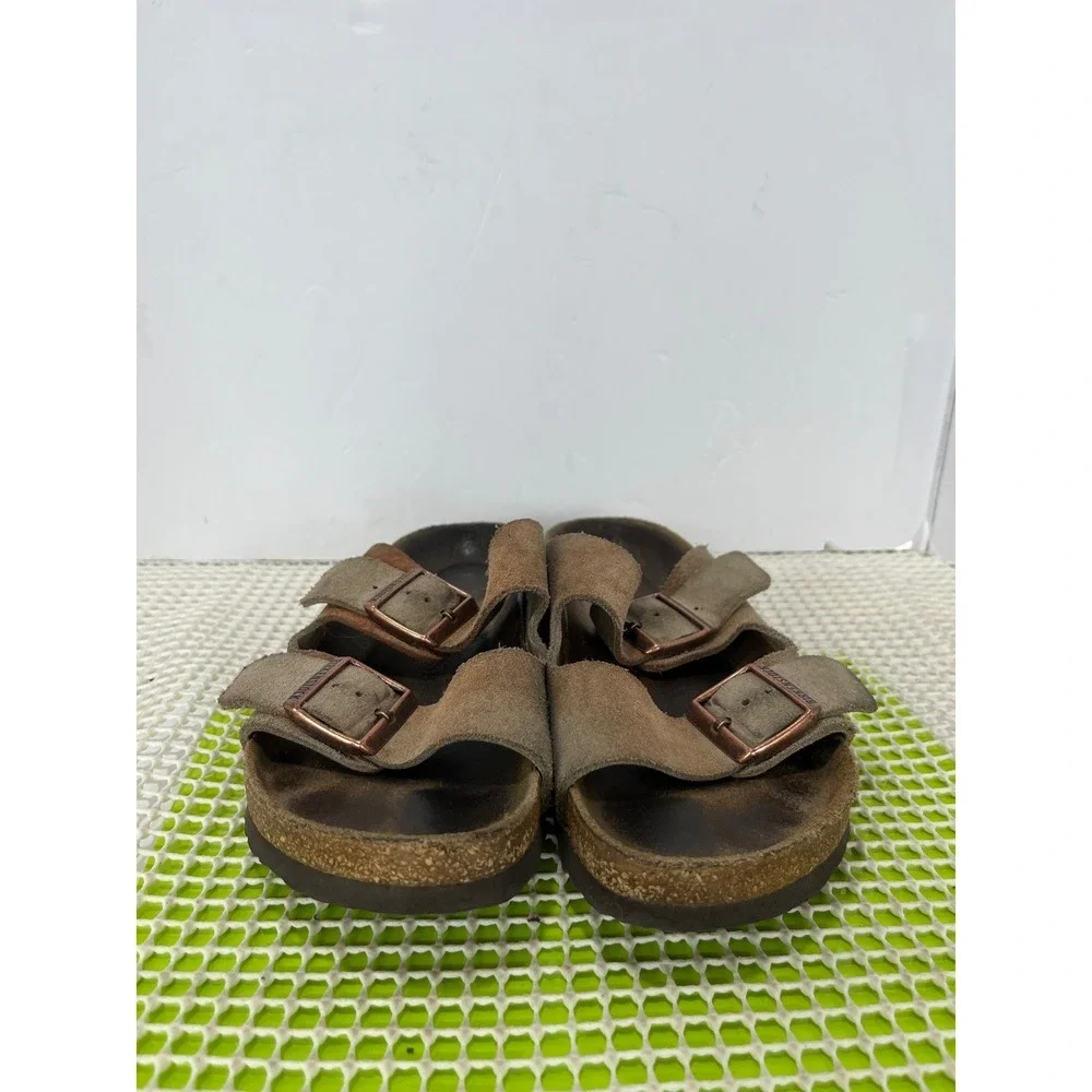 Birkenstock Suede Double Buckle Sandals in Olive Green and Brown